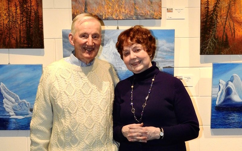 Peter with his wife Pam at an art exhibit showcasing his "Fire and Ice" collection. A passion for the arts and his philosophy of life are his motivators for leaving a gift in his will to the Perley Health Foundation. Peter and Pam Harle